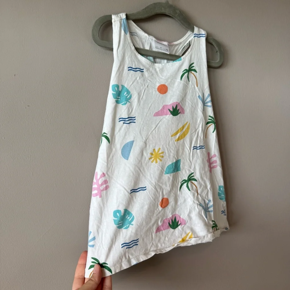Zara Kids Girls 100% Cotton Island Palm‎ Tree Racerback Tank Top Size 9